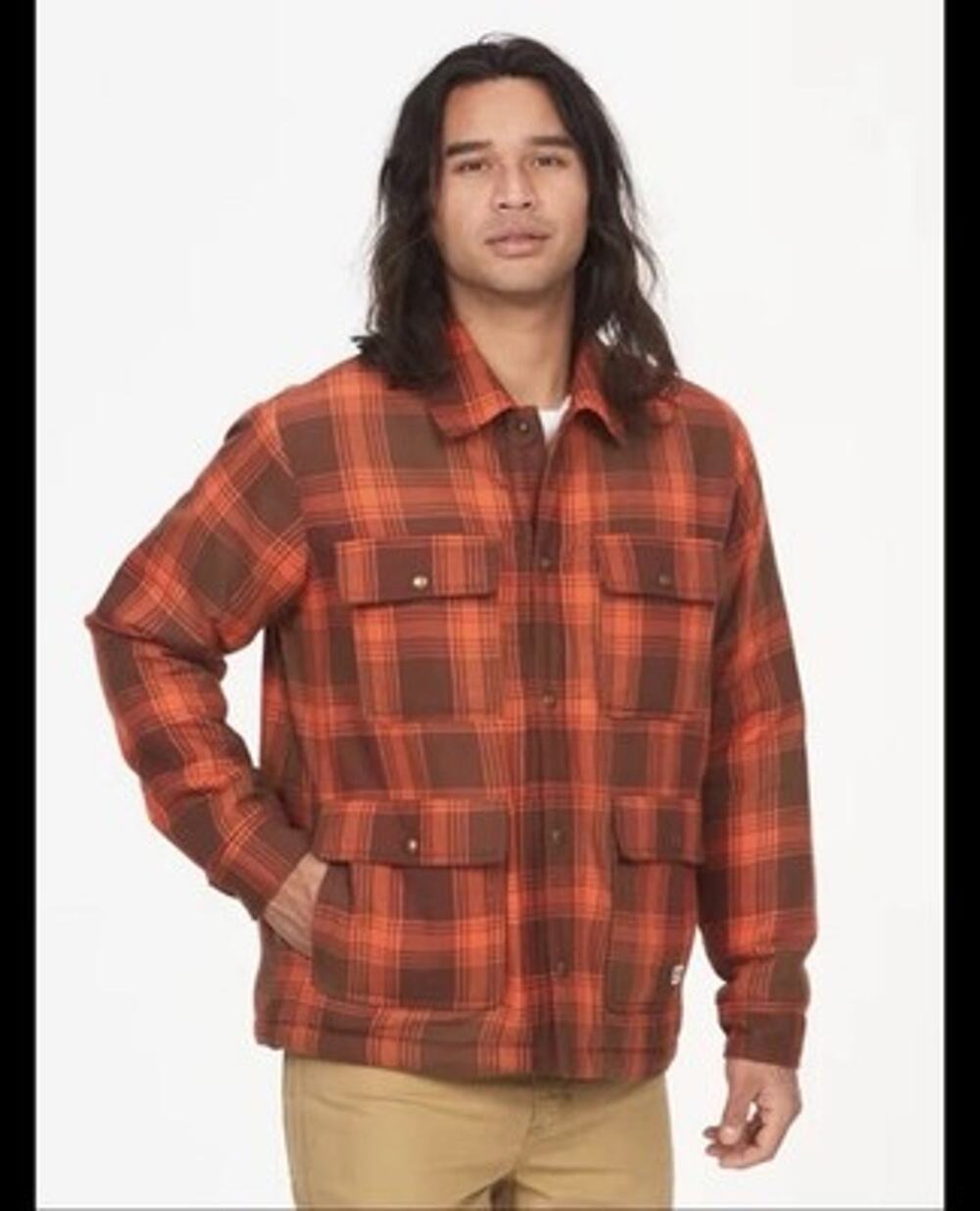 Marmot Men’s XL Shirt Jacket Ridgefield Heavyweight Sherpa-Flannel Orange